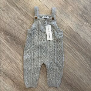 Janie and Jack Light Gray Knit Overalls